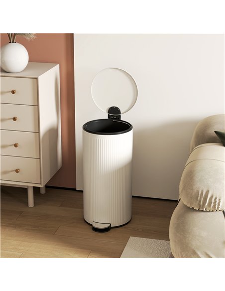 HOMCOM Kitchen Bin, 30 Litre Pedal Rubbish Bin with Removable Bucket, Cream - pic 203453 | FastDaddyshop