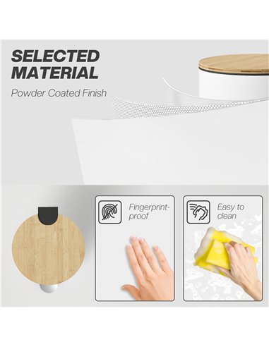 HOMCOM Kitchen Bin, 30 Litre Pedal Rubbish Bin with Removable Bucket, White and Natural