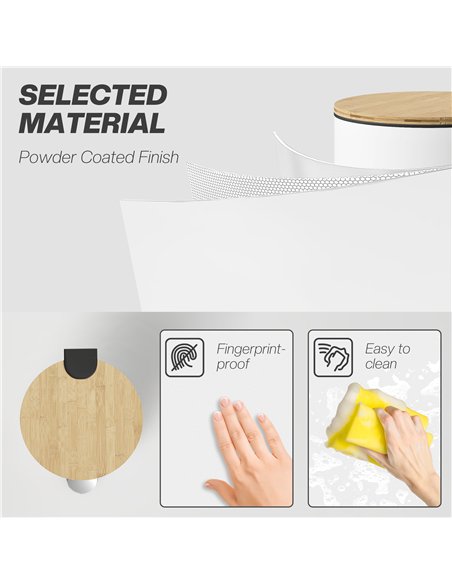 HOMCOM Kitchen Bin, 30 Litre Pedal Rubbish Bin with Removable Bucket, White and Natural - pic 203459 | FastDaddyshop
