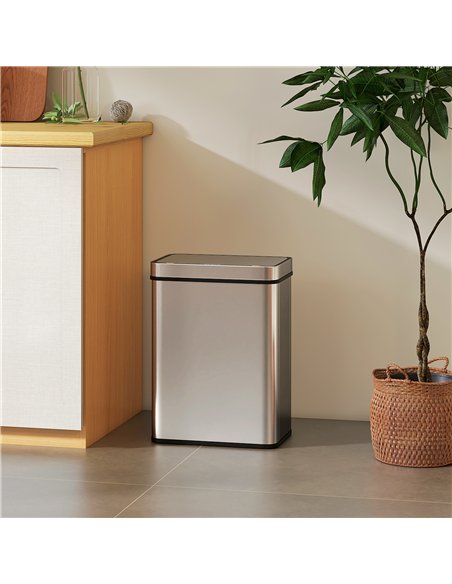 HOMCOM 50 L Sensor Can,  Sensor Bin with Soft-Close Lid, Fingerprint-Proof Stainless Steel, Silver Tone - pic 203464 | FastDaddyshop