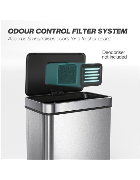 HOMCOM 50 L Sensor Can,  Sensor Bin with Soft-Close Lid, Fingerprint-Proof Stainless Steel, Silver Tone - pic 203470 | FastDaddyshop