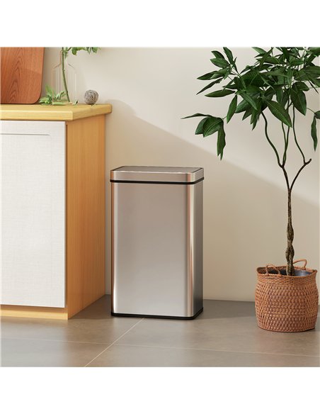 HOMCOM 60 L Sensor Can,  Sensor Bin with Soft-Close Lid, Fingerprint-Proof Stainless Steel, Silver Tone - pic 203473 | FastDaddyshop