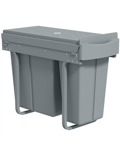 HOMCOM 2 Removable Recycling, ContaineUnder-Sink Kitchen Trash Bin, Smooth Slide, Handle, Diamond Pattern Lid, Grey