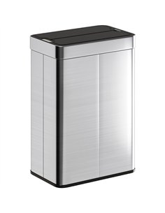 HOMCOM 55L Sensor Bin, Large Automatic Touchless Rubbish Bin with Soft-Close Lid, Silver Tone