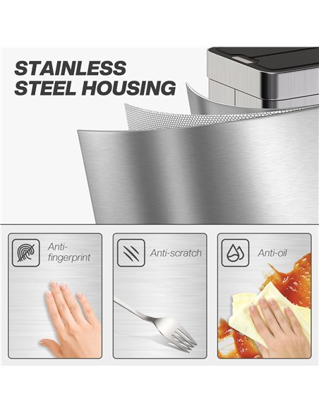 HOMCOM 55L Sensor Bin, Large Automatic Touchless Rubbish Bin with Soft-Close Lid, Silver Tone - pic 203495 | FastDaddyshop
