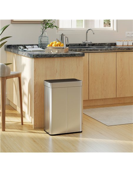 HOMCOM 55L Sensor Bin, Large Automatic Touchless Rubbish Bin with Soft-Close Lid, Silver Tone - pic 203498 | FastDaddyshop