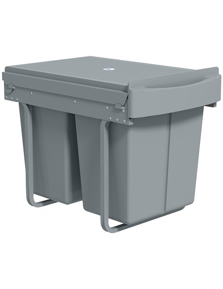HOMCOM Pull Out Bin, Kitchen Under Sink Bin with 2 Removable Compartments, Smooth Glide, Grey - pic 203499 | FastDaddyshop