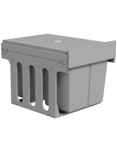 HOMCOM Pull Out Bin, Under Sink Bin - 2 Removable Compartments (15L Each) for 400mm Cabinets, Light Grey - pic 203517 | FastDaddyshop