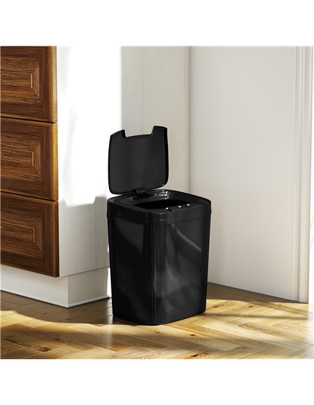 HOMCOM 15L Sensor Bin, Automatic Touchless Kitchen Bin, Easy Clean, Battery Operated for Home Office, Bedroom, Bathroom, Black - pic 203527 | FastDaddyshop