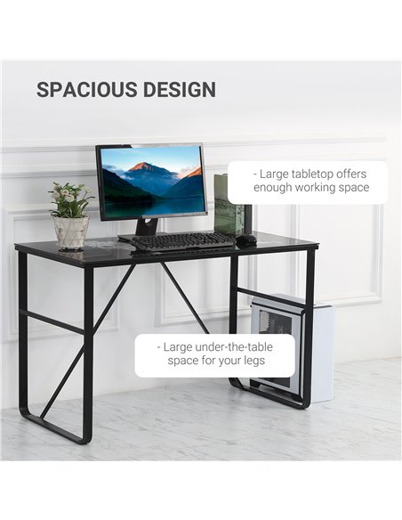 HOMCOM Glass Top Writing Gaming Desk with World Map, Easy Assembly, Black - pic 20353 | FastDaddyshop