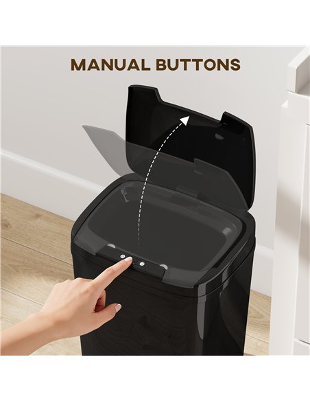 HOMCOM 15L Sensor Bin, Automatic Touchless Kitchen Bin, Easy Clean, Battery Operated for Home Office, Bedroom, Bathroom, Black - pic 203530 | FastDaddyshop
