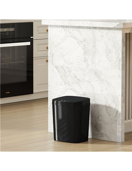 HOMCOM 15L Sensor Bin, Automatic Touchless Kitchen Bin, Easy Clean, Battery Operated for Home Office, Bedroom, Bathroom, Black - pic 203534 | FastDaddyshop