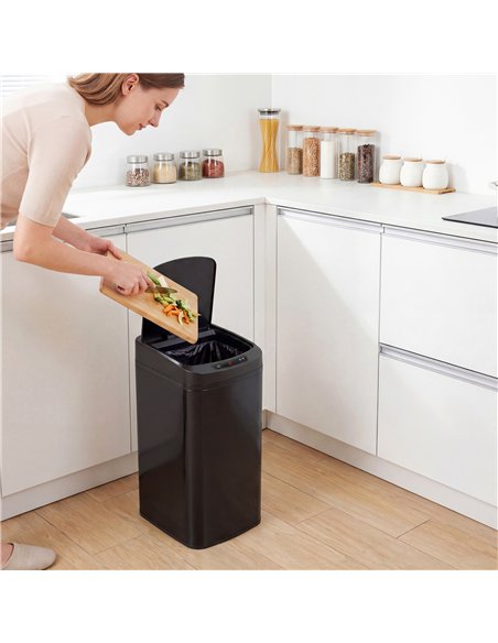HOMCOM 12L Sensor Bin, Automatic Touchless Motion Sensor Kitchen Bin with Fingerprint Resistant Stainless Steel, Black - pic 203543 | FastDaddyshop