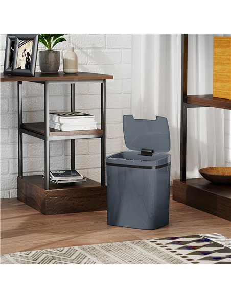 HOMCOM 15L Sensor Bin, Automatic Touchless Kitchen Bin, Easy Clean, Battery Operated for Home Office, Bedroom, Bathroom, Grey - pic 203550 | FastDaddyshop