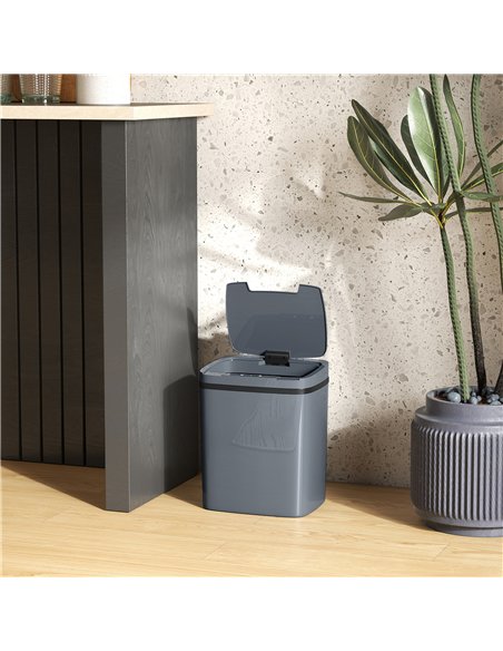 HOMCOM 15L Sensor Bin, Automatic Touchless Kitchen Bin, Easy Clean, Battery Operated for Home Office, Bedroom, Bathroom, Grey - pic 203551 | FastDaddyshop