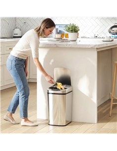 HOMCOM 12L Sensor Bin, Automatic Touchless Motion Sensor Kitchen Bin with Fingerprint Resistant Stainless Steel, Silver 2