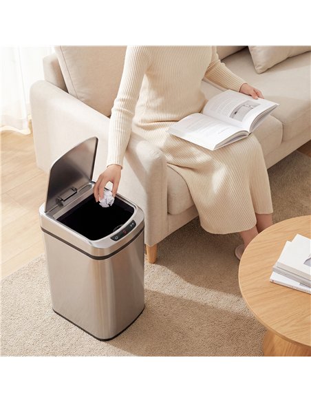 HOMCOM 12L Sensor Bin, Automatic Touchless Motion Sensor Kitchen Bin with Fingerprint Resistant Stainless Steel, Silver - pic 203560 | FastDaddyshop