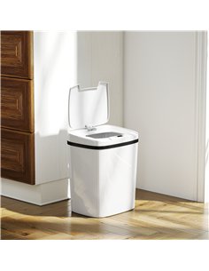 HOMCOM 15L Sensor Bin, Automatic Touchless Kitchen Bin, Easy Clean, Battery Operated for Home Office, Bedroom, Bathroom, White 2