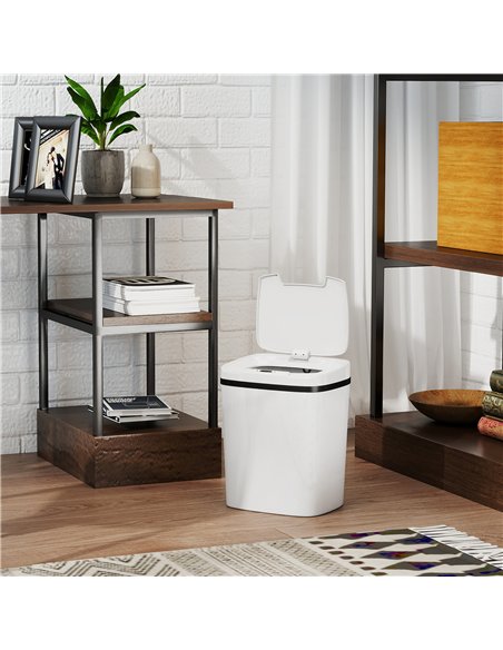HOMCOM 15L Sensor Bin, Automatic Touchless Kitchen Bin, Easy Clean, Battery Operated for Home Office, Bedroom, Bathroom, White - pic 203568 | FastDaddyshop