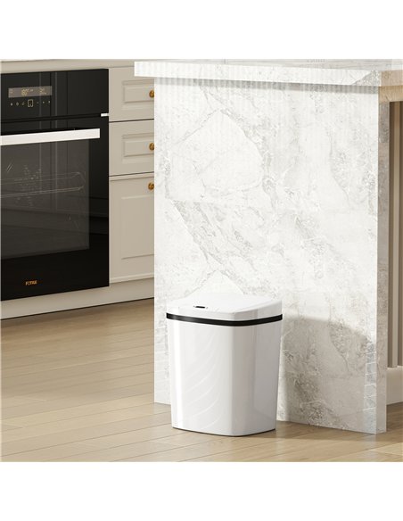 HOMCOM 15L Sensor Bin, Automatic Touchless Kitchen Bin, Easy Clean, Battery Operated for Home Office, Bedroom, Bathroom, White - pic 203570 | FastDaddyshop