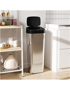 HOMCOM 50L Stainless Steel Sensor Bin - Silver Tone 2