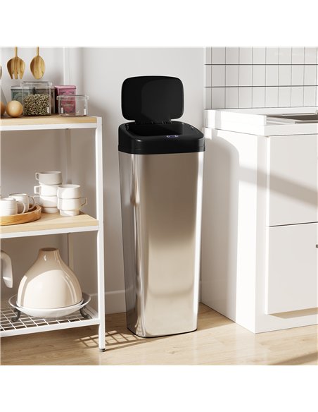 HOMCOM 50L Stainless Steel Sensor Bin - Silver Tone - pic 203572 | FastDaddyshop