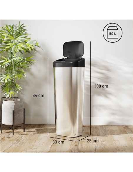 HOMCOM 50L Stainless Steel Sensor Bin - Silver Tone - pic 203573 | FastDaddyshop
