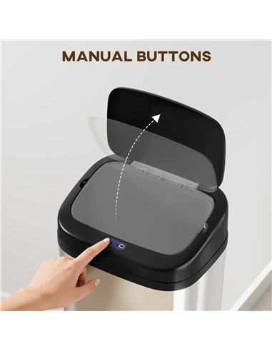 HOMCOM 50L Stainless Steel Sensor Bin - Silver Tone