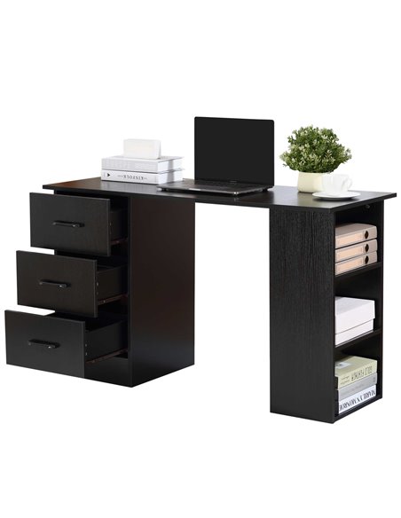 HOMCOM Computer Study Desk with Storage Shelves, Drawers, Black - pic 20358 | FastDaddyshop