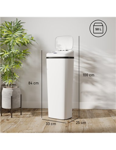 HOMCOM 50L Stainless Steel Sensor Bin - White