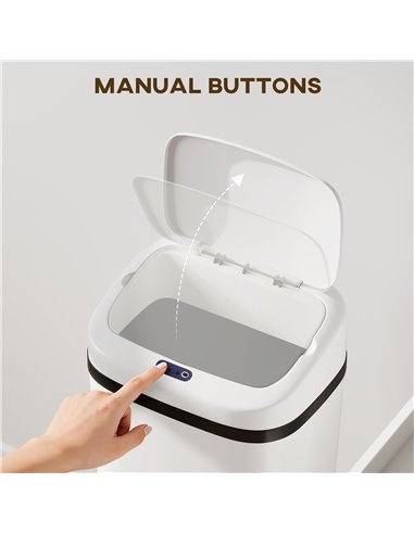 HOMCOM 50L Stainless Steel Sensor Bin - White