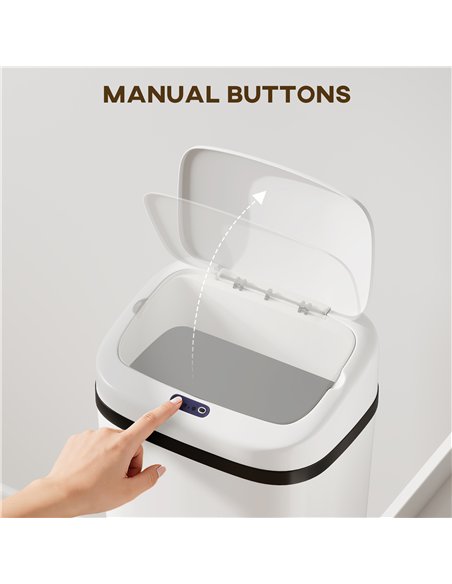 HOMCOM 50L Stainless Steel Sensor Bin - White - pic 203584 | FastDaddyshop