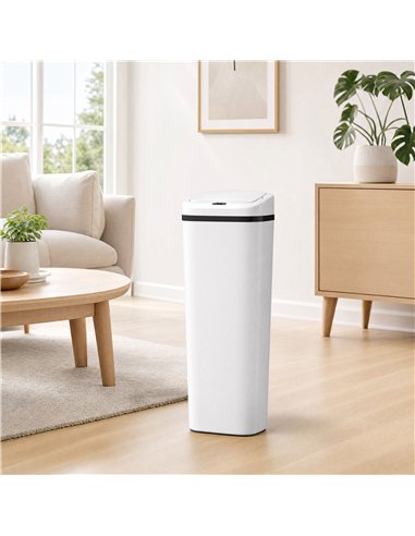 HOMCOM 50L Stainless Steel Sensor Bin - White