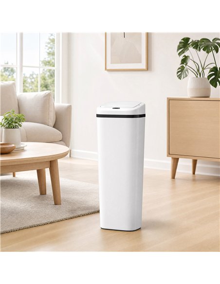 HOMCOM 50L Stainless Steel Sensor Bin - White - pic 203587 | FastDaddyshop