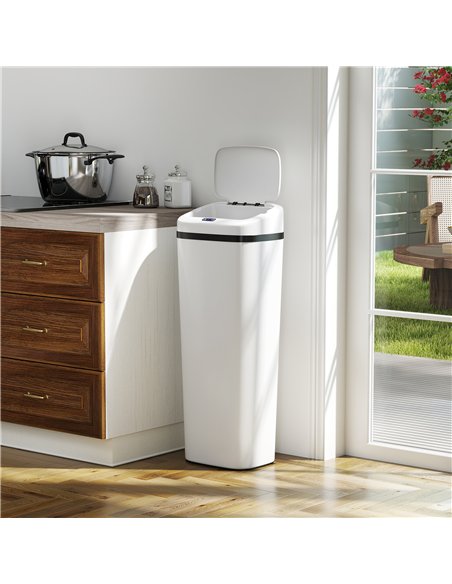 HOMCOM 50L Stainless Steel Sensor Bin - White - pic 203588 | FastDaddyshop
