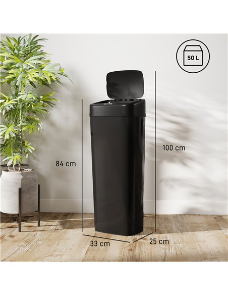 HOMCOM 50L Stainless Steel Sensor Bin - Black - pic 203591 | FastDaddyshop