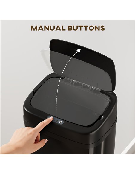HOMCOM 50L Stainless Steel Sensor Bin - Black - pic 203593 | FastDaddyshop