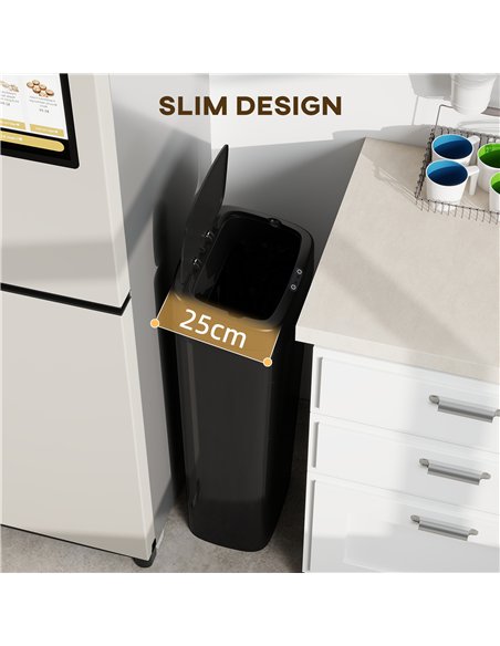HOMCOM 50L Stainless Steel Sensor Bin - Black - pic 203596 | FastDaddyshop