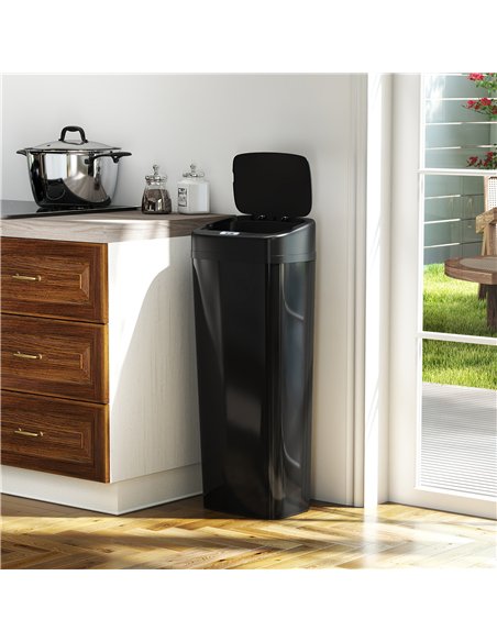 HOMCOM 50L Stainless Steel Sensor Bin - Black - pic 203597 | FastDaddyshop