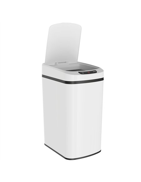 HOMCOM 12L Sensor Bin, Automatic Touchless Motion Sensor Kitchen Bin with Fingerprint Resistant Stainless Steel, White - pic 203598 | FastDaddyshop