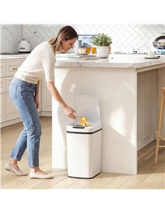 HOMCOM 12L Sensor Bin, Automatic Touchless Motion Sensor Kitchen Bin with Fingerprint Resistant Stainless Steel, White 2