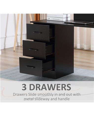 HOMCOM Computer Study Desk with Storage Shelves, Drawers, Black