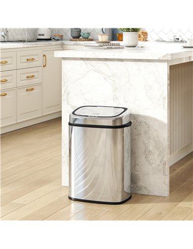 HOMCOM 50L Stainless Steel Sensor Bin - Silver Tone