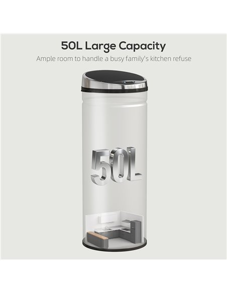 HOMCOM 50L Stainless Steel Sensor Bin - Silver Tone - pic 203622 | FastDaddyshop