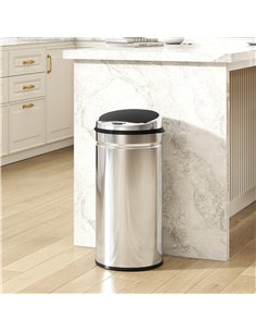 HOMCOM 42L Automatic Motion Sensor Rubbish Bin with Fingerprint Resistant, Stainless Steel, Silver Tone 2