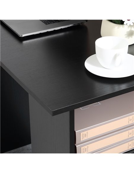 HOMCOM 120cm Computer Desk with Storage Shelves Drawers, Writing Table Study Workstation for Home Office, Black - pic 20363 | FastDaddyshop