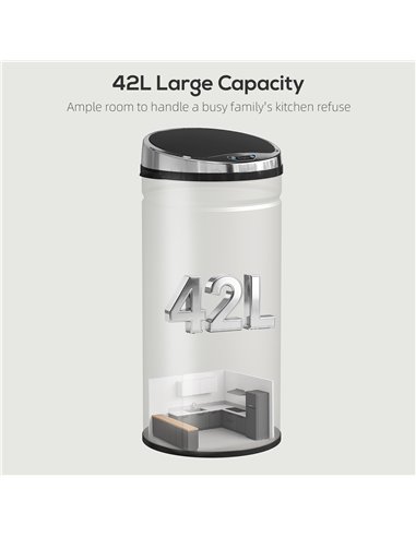 HOMCOM 42L Automatic Motion Sensor Rubbish Bin with Fingerprint Resistant, Stainless Steel, Silver Tone