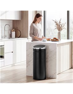 HOMCOM 50L Automatic Motion Sensor Rubbish Bin with Fingerprint Resistant, Stainless Steel, Black 2