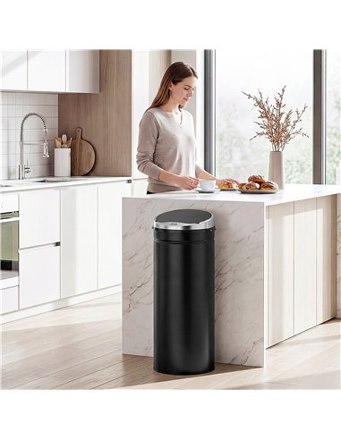 HOMCOM 50L Automatic Motion Sensor Rubbish Bin with Fingerprint Resistant, Stainless Steel, Black