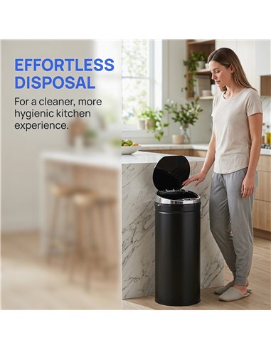 HOMCOM 50L Automatic Motion Sensor Rubbish Bin with Fingerprint Resistant, Stainless Steel, Black